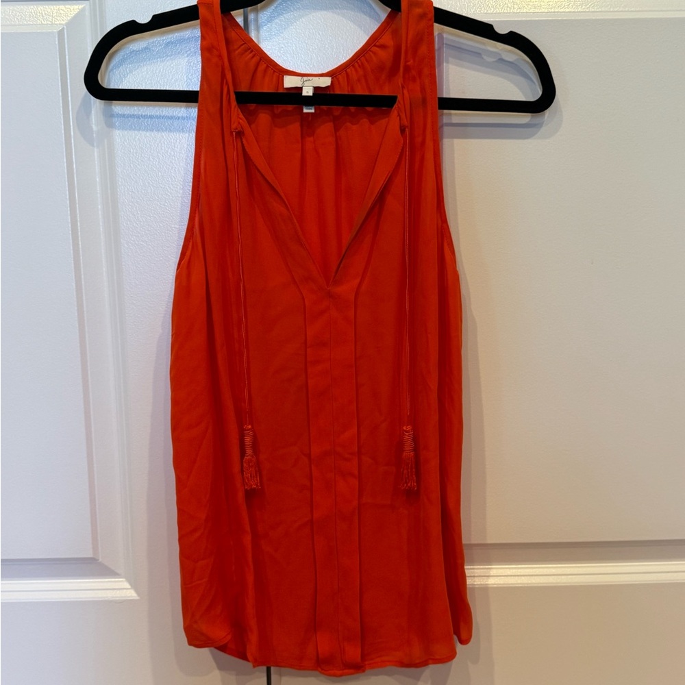 Joie Women's Sleeveless Orange Top in small.